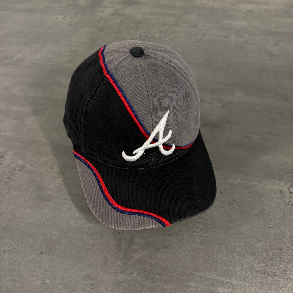 Vintage Annco Atlanta Braves Hat Split Bar Swirl Jagged Edge Embroidered